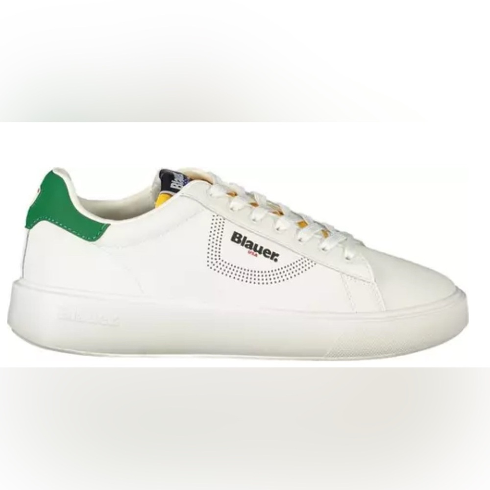 Blauer White Sneakers with Green Detail